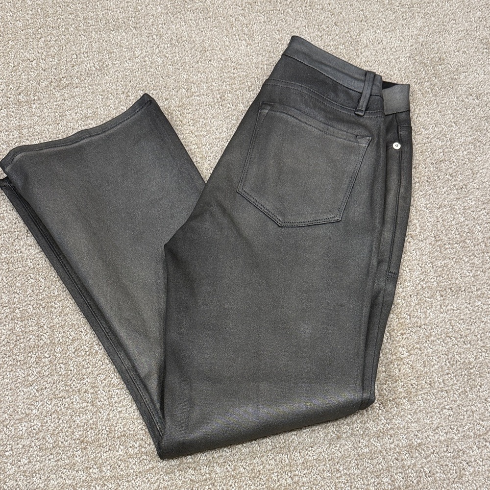 Frame Wax Coated Denim Le Crop Mini Boot Jeans